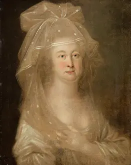 Veil Prints: Portrait of a Woman wearing a Veil, c1785-1795. Creator: German Master