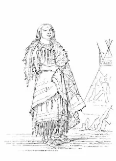 Portrait of Woman Who Strikes Many, Native American woman, 1841.Artist: Myers and Co