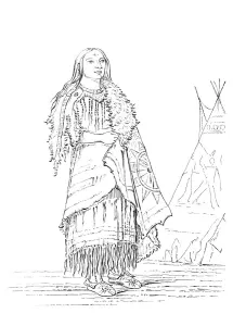Portrait of Woman Who Strikes Many, Native American woman, 1841.Artist: Myers and Co Portrait of Woman Who Strikes Many, Native American woman, 1841.Artist: Myers and Co