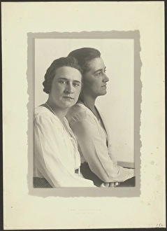 Portrait of Two Women Against White Backdrop, 1907-1924. Creator: Louis Fleckenstein