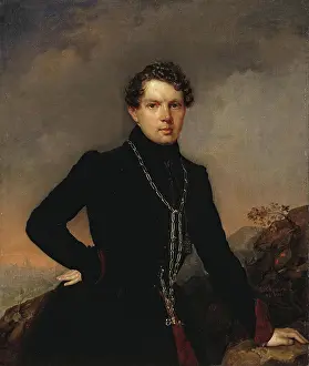 Alexander Prints: Portrait of the Writer Alexander Muravyov (1806-1874), 1838. Creator: Pyotr Zakharov