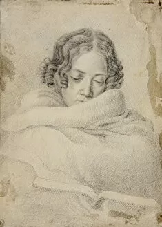 Grimm Collection: Portrait of the writer Bettine von Arnim (1785-1859), nee Brentano, ca 1809. Creator: Grimm