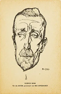 Mann Prints: Portrait of writer Heinrich Mann (1871-1950). Creator: Oppenheimer, Max (1885-1954)