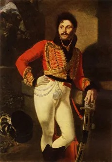 Davydov Prints: Portrait of Yevgraf Vladimirovich Davydov, 1822, (1965). Creator: Orest Kiprensky