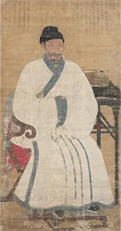 Pigments And Gold On Textile Prints: Portrait of Yi Jehyeon (1288-1367), ca 1319. Creator: Anonymous