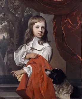 Windowsill Prints: Portrait of a Young Boy with a Dog, 1658. Artist: Jacob van Loo