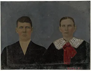 Ruffle Prints: Portrait of young couple, 1860s-1880s. Creator: Unknown