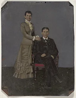 Hand On Shoulder Prints: Portrait of young couple, 1860s-1880s. Creator: Unknown