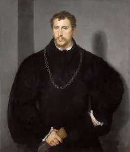 Titian 1488 1576 Prints: Portrait of a Young Englishman (Portrait of a Young Man with Grey Eyes), 1540-1545