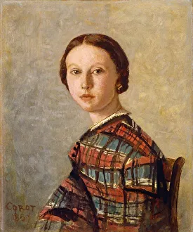 Jean Baptiste Camille Prints: Portrait of a Young Girl, 1850 or 1859. Creator: Jean-Baptiste-Camille Corot