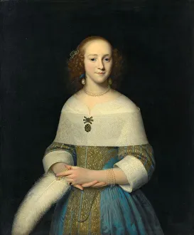 Pearl Earrings Prints: Portrait of a Young Lady, 1656. Creator: Isaack Luttichuijs