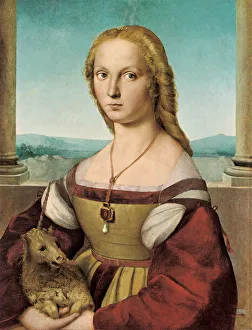Raffaello Prints: Portrait of a Young Lady with a Unicorn, 1505-1506. Artist: Raphael (1483-1520)
