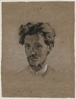 Heightened With White Chalk Prints: Portrait of a Young Man, c. 1865-1875. Creator: Unknown