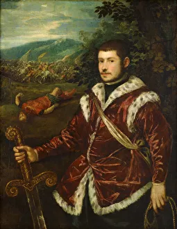 Portrait of a Young Man as David, ca 1555. Artist: Tintoretto, Jacopo (1518-1594) Portrait of a Young Man as David, ca 1555. Artist: Tintoretto, Jacopo (1518-1594)