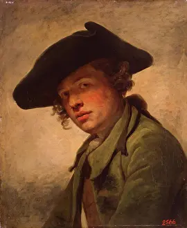 Young Prints: Portrait of a Young Man in a Hat, 1750. Creator: Jean-Baptiste Greuze