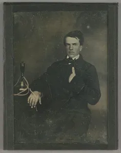 Daguerreotype Prints: Portrait of a Young Man with a Hookah or Narghile, about 1850. Creator: Unknown