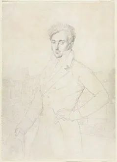 Follower Of Prints: Portrait of a Young Man Standing on the Quirinal with the Turris Comitum in the Background