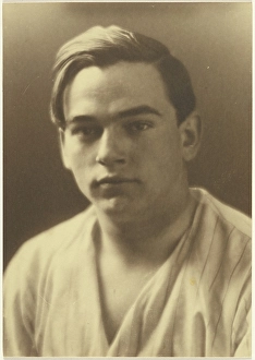 Toned Gelatin Silver Print Prints: Portrait of a Young Man in Striped Shirt, 1907-1924. Creator: Louis Fleckenstein