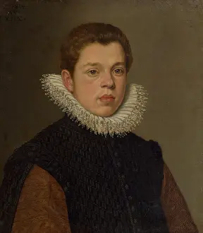 Portrait of a young man with a white ruff collar, c1600. Creator: Domenico Tintoretto
