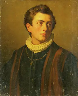 Starched Collar Prints: Portrait of a Young Man with a White Starched Collar, 1860-1890. Creator: Unknown