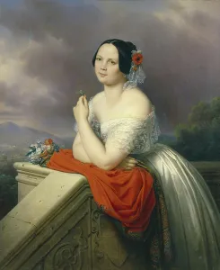 1840s Prints: Portrait of a Young Woman, 1843. Creator: Charles Auguste Guillaume Steuben