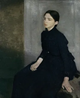 Vilhelm 1864 1916 Prints: Portrait of a young woman. The artists sister Anna Hammershoi, 1885