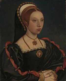 Howard Collection: Portrait of a Young Woman (Catherine Howard), ca. 1540-1545. Artist: Holbein, Hans, the Younger