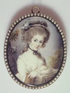 Musee Cognacq Jay Prints: Portrait of a young woman leaning on crossed arms, c1790. Creator: English School