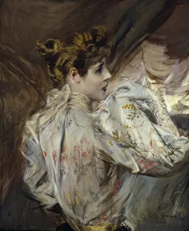 Belle Epoque Gallery: Portrait of a Young Woman in Profile (Eleonora Duse), c. 1895. Creator: Boldini, Giovanni