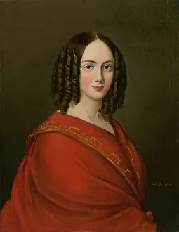 Curly Hair Prints: Portrait of a young woman with ringlets, 1850. Creator: Imrich Emanuel Roth
