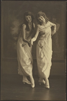 Posed Prints: Portrait of Two Young Women in Matching Dresses, 1907-1924. Creator: Louis Fleckenstein
