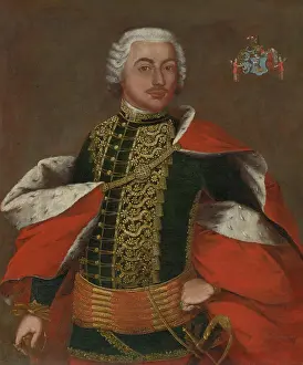 Belt Prints: Portrait of a zeman in ceremonial costume, c1740. Creator: Jan Gottlieb Kramer