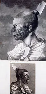 Banks Prints: Two portraits of Maoris, c1768-c1780, 1769. Creators: Sydney Parkinson, John Webber