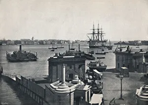 Portsmouth - General View of the Harbour, Showing Nelsons Battleship, The Victory., 1895 Portsmouth - General View of the Harbour, Showing Nelsons Battleship, The Victory., 1895
