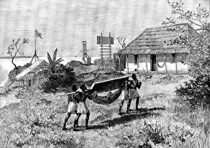 Mozambique Africa Prints: Portuguese in East Africa: signalling post for steamers