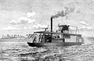 Steamboat Prints: Portuguese gun-boat on the Zambesi, 1890. Creator: Unknown