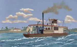 Portuguese gunboat commanded by Major Serpa Pinto, Zambezi River, late 19th century. Creator: Unknown