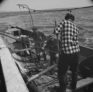 Checked Jacket Collection: Possibly: On board the fleshing boat Alden, out of Gloucester, Massachusetts, 1943