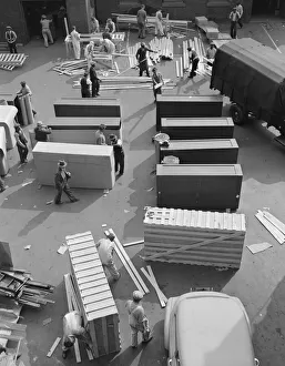 Possibly: United States government workers and carpenters making crates... Washington, D.C. 1942. Creator: Gordon Parks