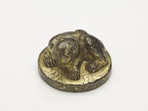 Weights And Measures Prints: Possibly weight with a crouching tiger, Han dynasty, 206 BCE-220 CE. Creator: Unknown