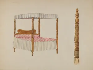 Canopy Bed Prints: Four Post Bed, c. 1940. Creator: Davids De Vault