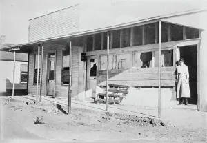 Raid Prints: Post Office, Columbus, N.M. 1916. Creator: Bain News Service