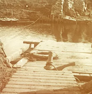Post on the riverbank, Diksmuide, Belgium c1914-c1918