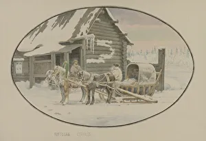 Znamensky Mikhail Prints: Postal station, 1862-1887. Creator: Mikhail Znamensky