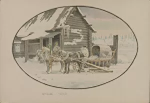 Carriages Collection: Postal station, 1862. Creator: Znamensky, Mikhail Stepanovich (1833-1892)