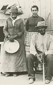 Activist Collection: Postcard of Harriet Tubman, Nelson Davis, and daughter Gertie, ca. 1887; printed 1992