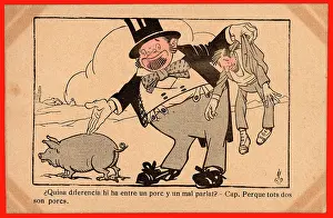 Nationalism Prints: Postcard - ¿Quina diferencia hi ha entre un porc y un mal parlat?