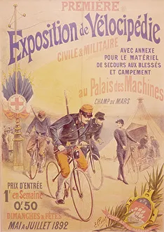 Stretcher Prints: Poster advertising a bicycle exposition, 1892. Artist: E Clouet