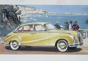 Coastal Resort Prints: Poster advertising a BMW 502 car, 1957