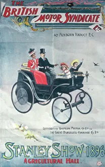 Veteran Car Prints: Poster advertising the British Motor Syndicate Stanley Show, 1896